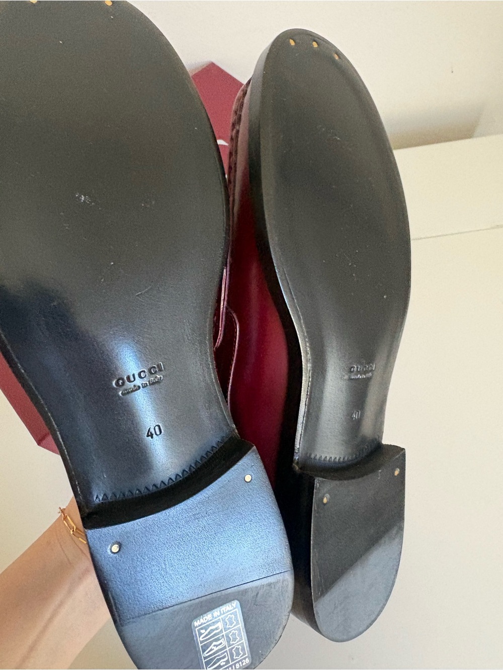 GUCCI Women’s Burgundy Leather Loafers NEW Size 40 / US 10 - Picture 9 of 11